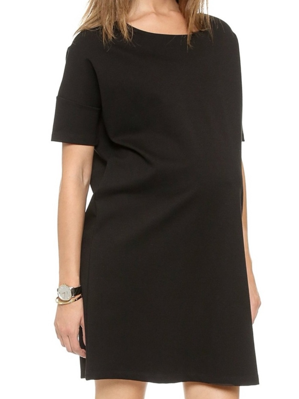 Hatch Black Short Sleeve Shift Dress